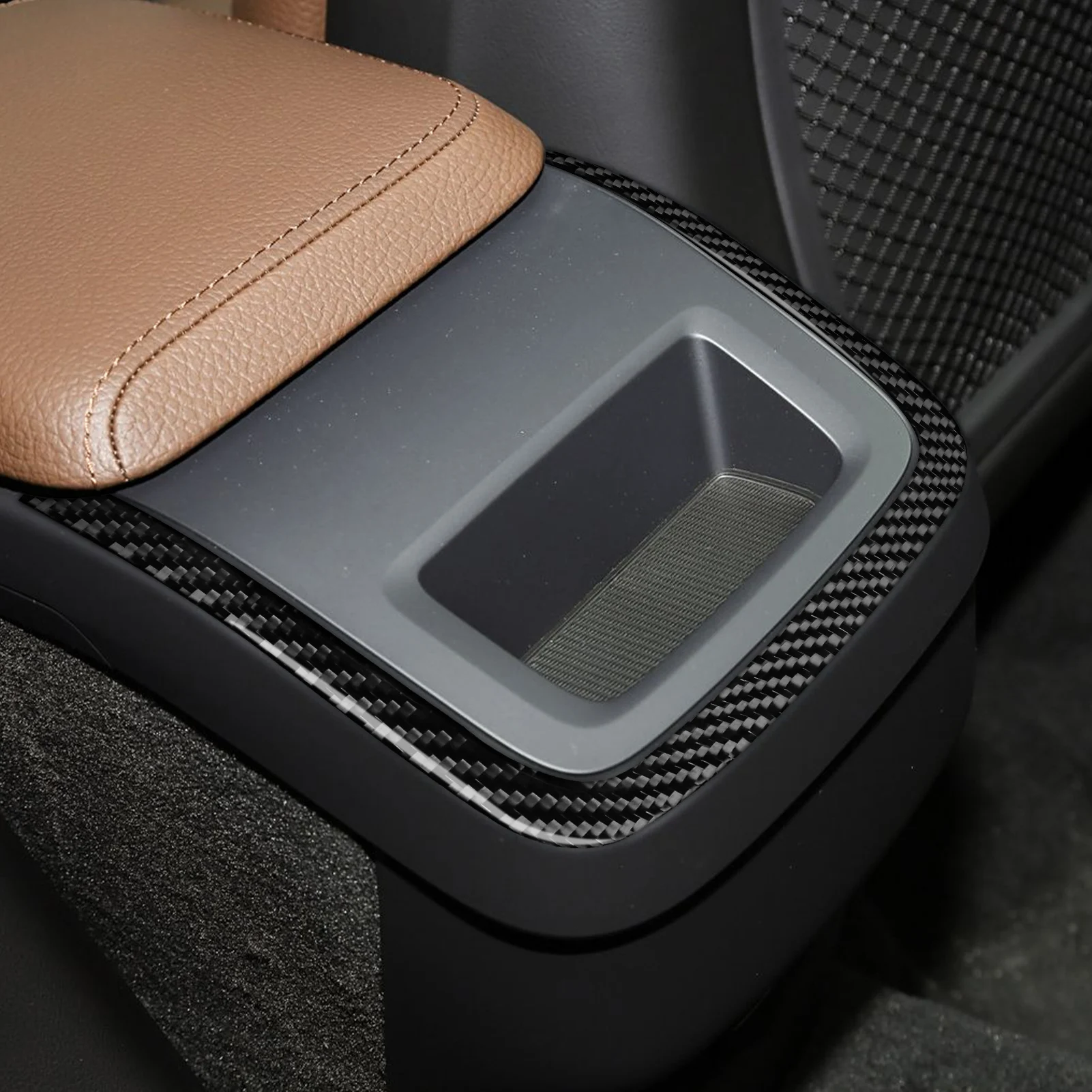 Rear Console Storage Outer Panel Car Accessorie Interior Cover Trim Sticker For Volvo XC60 2018—2025 Carbon Fiber Modification