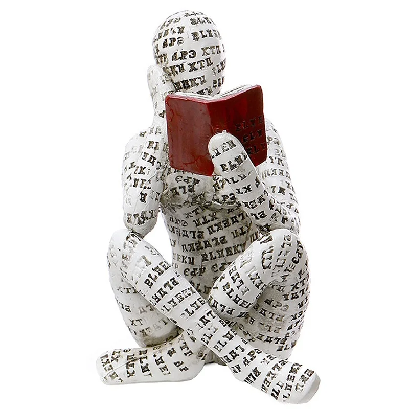 Pulp Reading Men Thinker Statue Aesthetic Sculpture Room Decor Modern Abstract Decoration on Shelf Desk for Living Room Office