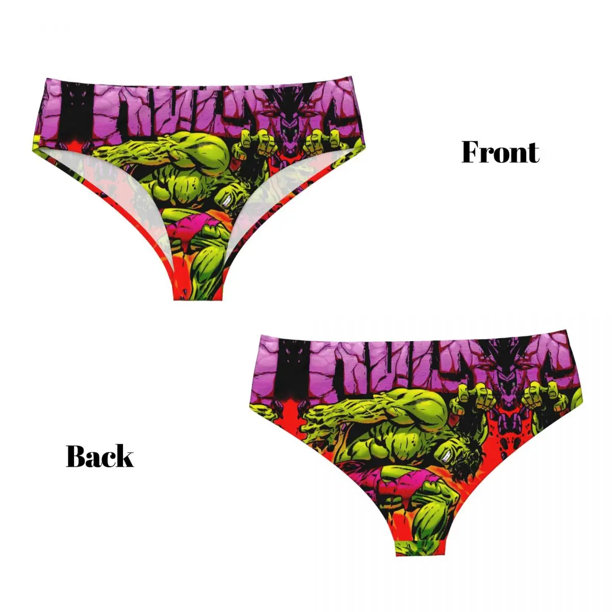 Ropa interior clásica elástica personalizada de las mujeres de las bragas breves de Hulk Comics