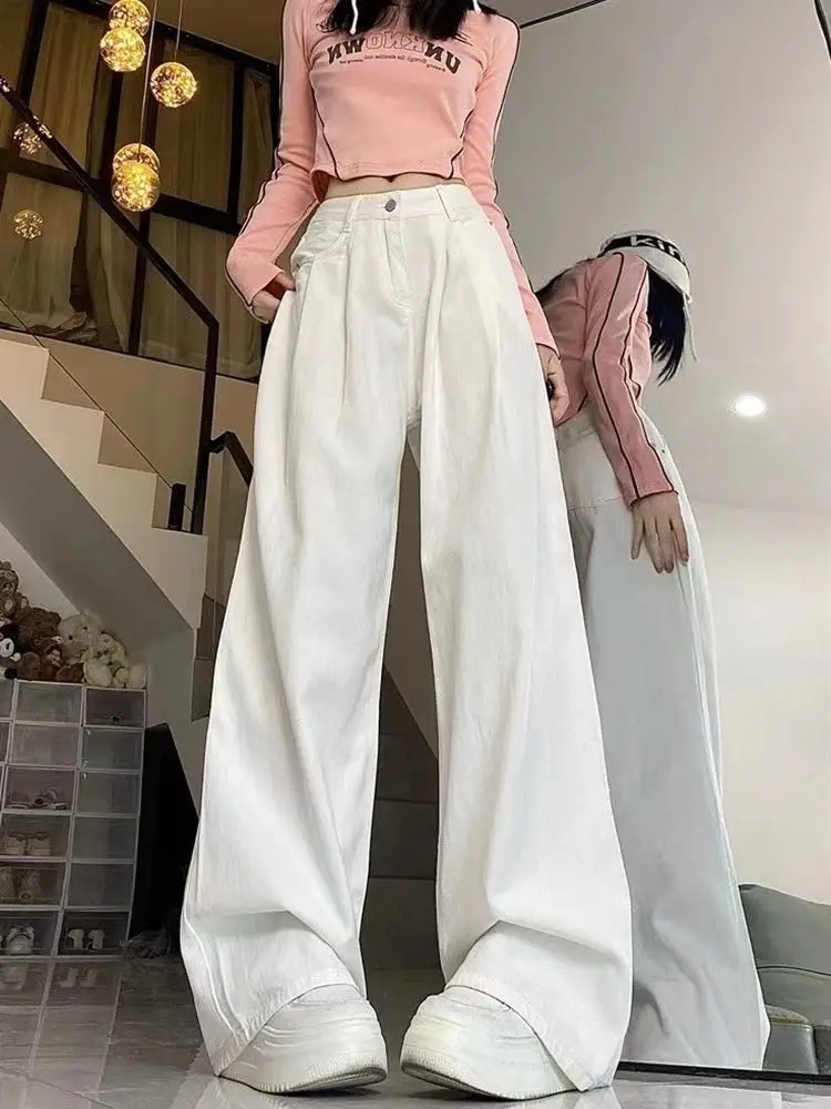 Jeans Women Full Length Trendy Korean Fashion High Street Empire Vintage Ins Spring Autumn Chic Ulzzang Casual All-match Popular