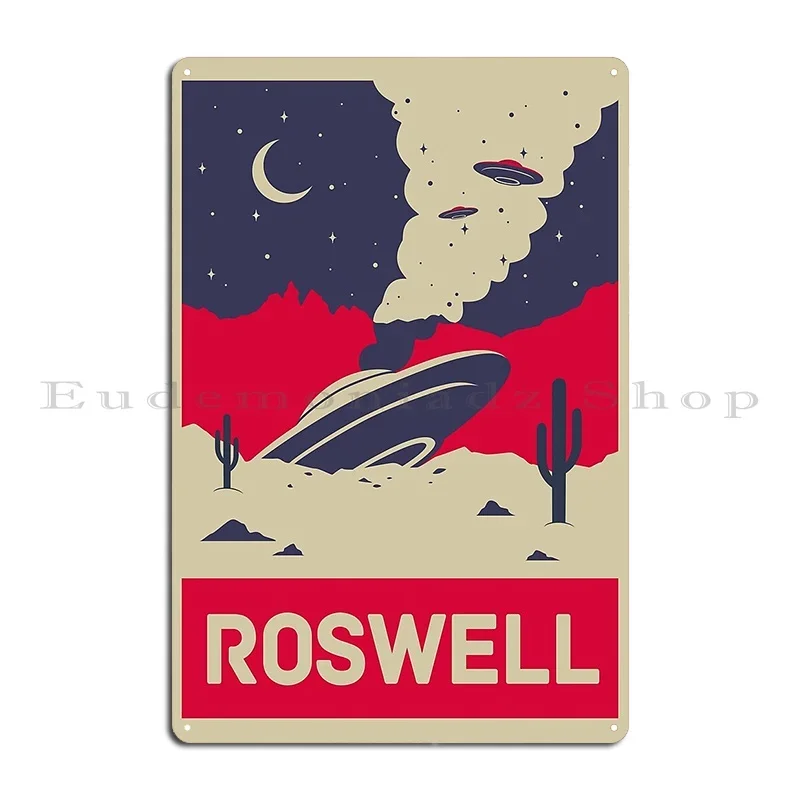 Roswell Ufo Crash Alien Retro Metal Plaque Poster Funny Decoration Personalized Designing Tin Sign Poster