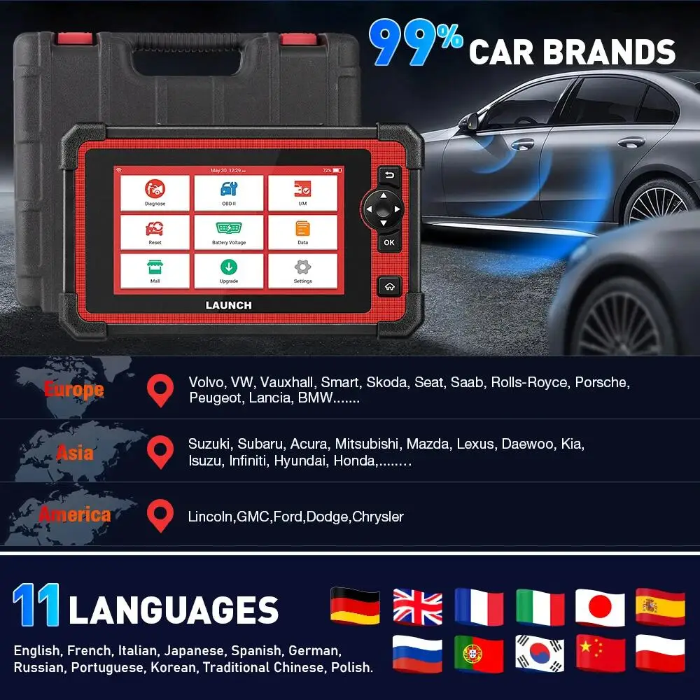 LAUNCH X431 CRP919E Car Diagnostic Tools OBD OBD2 Scanner Tpms CANFD DOIP Active Test ECU Coding 31 Reset 2 Years Free Update