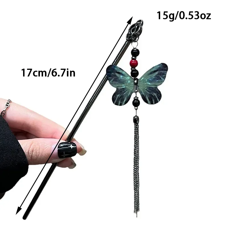 1/6pcs ZYFHTT classical Chinese Style Hair Stick for Girls Elegant Butterfly Tassel Floral Hairpin Fashion Girl Hair clip