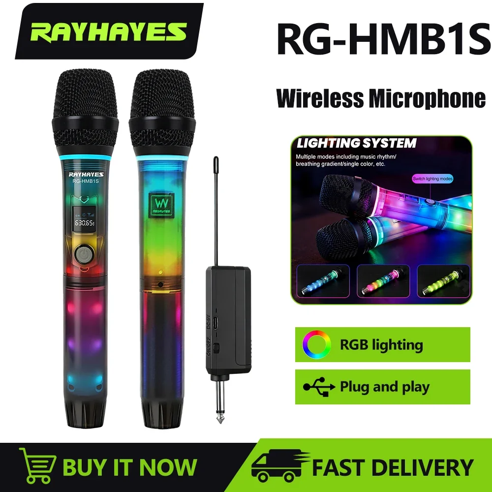 RAYHAYES RG-HMB1S Wireless Microphone RGB lighting effects intelligent noise reduction 50-meter reception distance