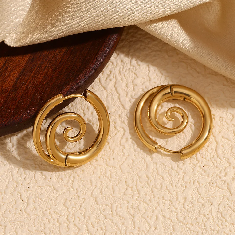 ZAKOL Personalized Mosquito Coil Shaped Stainless Steel Hoop Earring for Women Punk Spiral Circle Ear Accessories Jewelry Gift image 5
