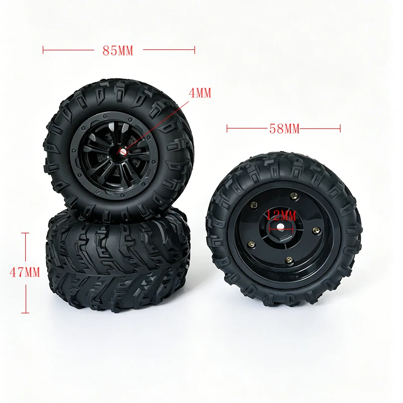 4PCS RC Car Off-Road Rubber Tires for WLtoys 144001 124016 124018 124019 12428 HBX 16889 16890 SCY 16101 RC Car Upgrade Parts view 2