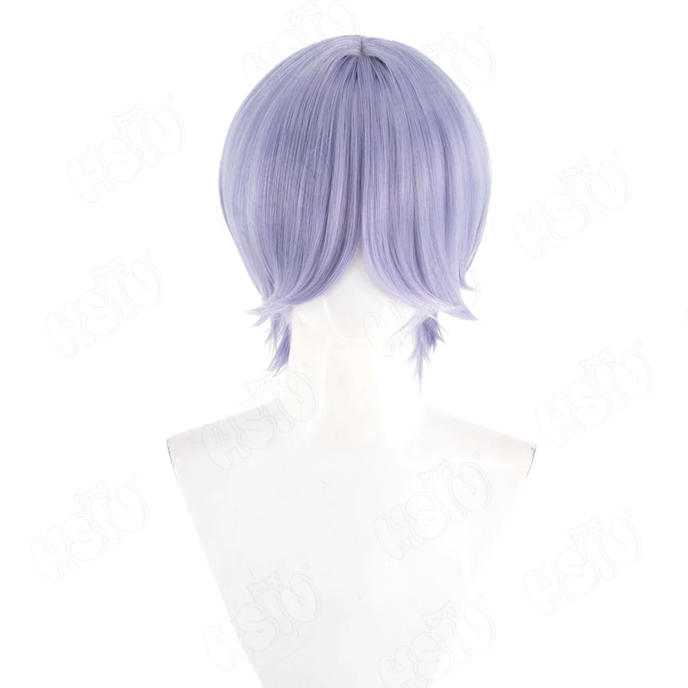 Anim KPop Demon Hunters Saja Jongens Mystery cosplay Pruik 30 CM grijs paars kort haar Synthetische Pruik + Pruik cap Party Halloween Pruik