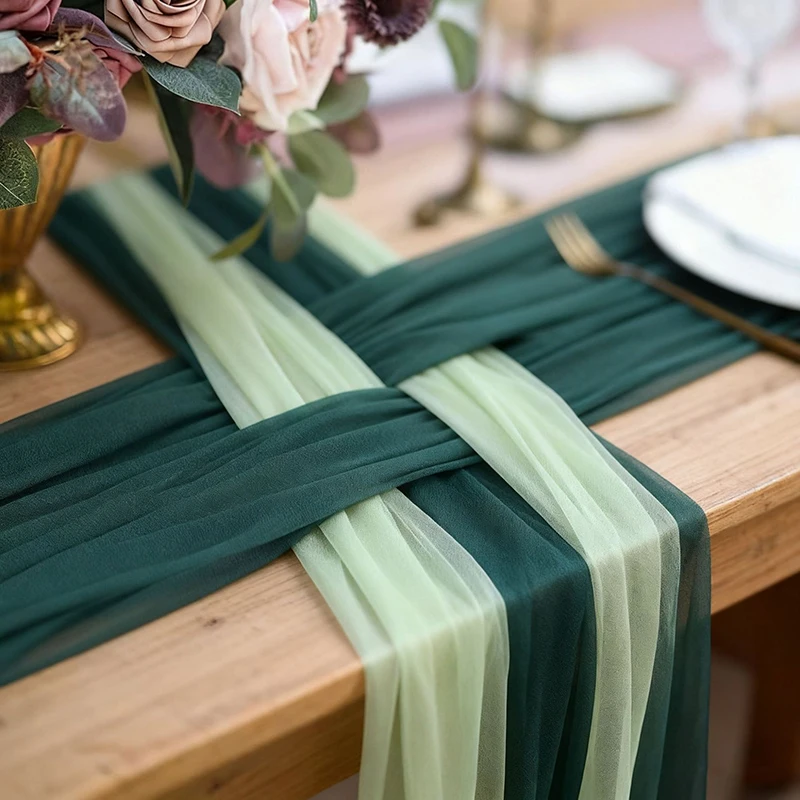 Chiffon-ähnlicher Tischläufer, transparente Decke, drapierte Stoff-Tischdecke, Hochzeitstischdekoration für Geburtstagsfeier, Brautparty, Babyparty