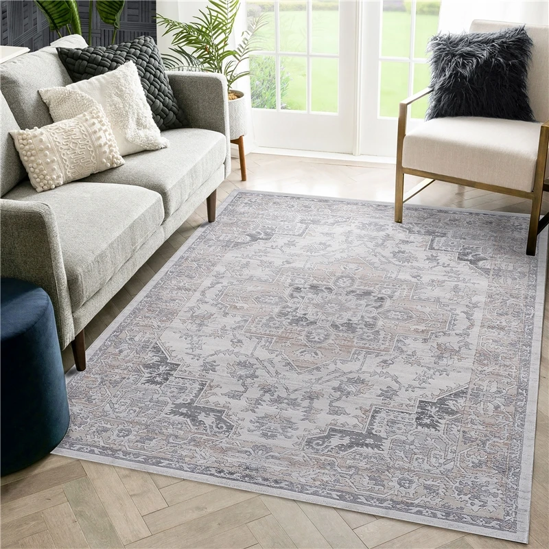 Collection 5X7 Ivory/Beige/Oriental Non-Shedding Living Room Bedroom Dining Home Office Stylish and Stain Resistant