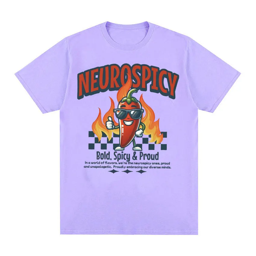 Neurospicy Funny Chili T Shirt Autism ADHD Dyslexia Actually Autistic Meme Tee Shirt Men\'s Women Casual Cotton Oversized T-shirt