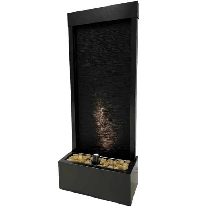 custom.Cascading Waterfall Thick Glass Wall Floor Fountain with Stainless Steel Frame and Lighting