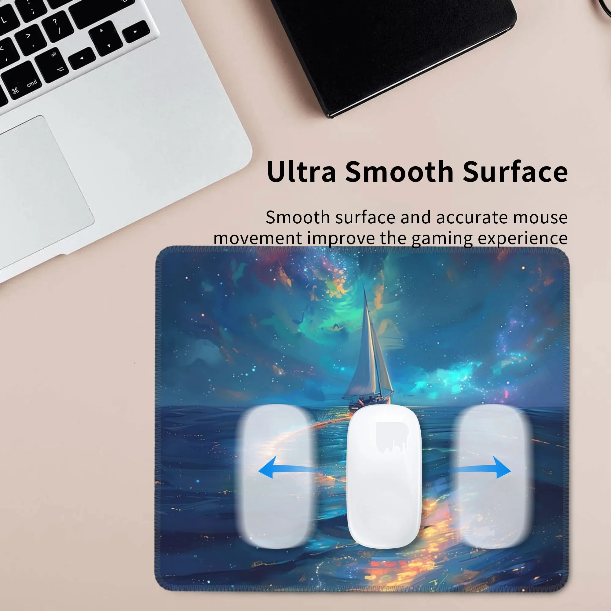 Starry Night Sailboat On The Sea Mouse Pad Computer Keyboard Mouse Mat Gamer PC Laptop Desk Mat Office Accessories Table Mats