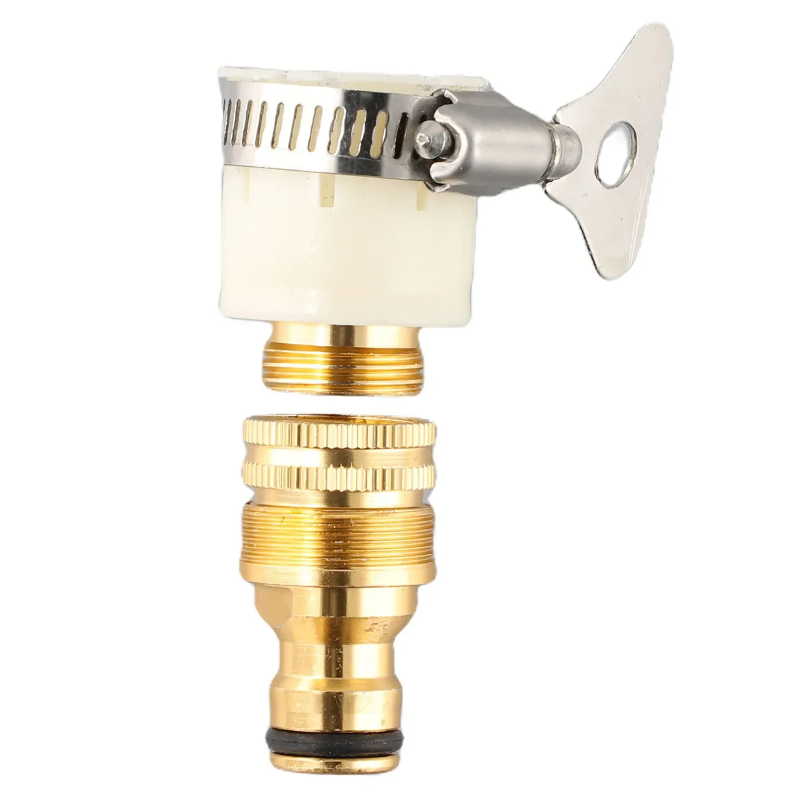 

Durable Faucet Adapter Tap Connector Dishwashers Fitting Garden Mixer Washing Machines Water Hose White&Gold 1 Set