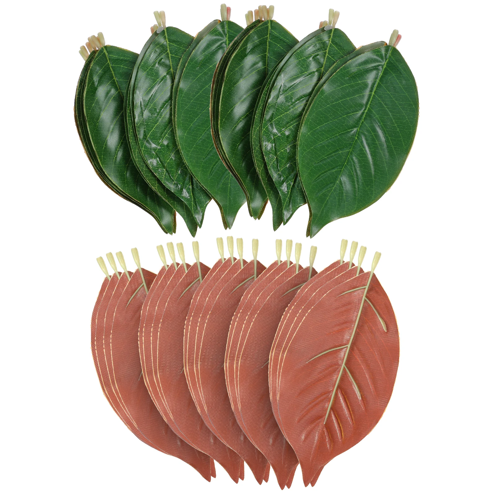 

50 Pcs Artificial Magnolia Leaf Fake Green Leaves Outdoor Decoration Pu Material