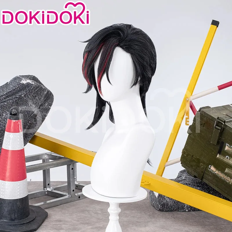 A2025 新在庫ゲームドキドキ女性 45 センチメートル黒赤グラデーション髪 Vii コスプレ無料キャップウィッグ ★   HAxiba!