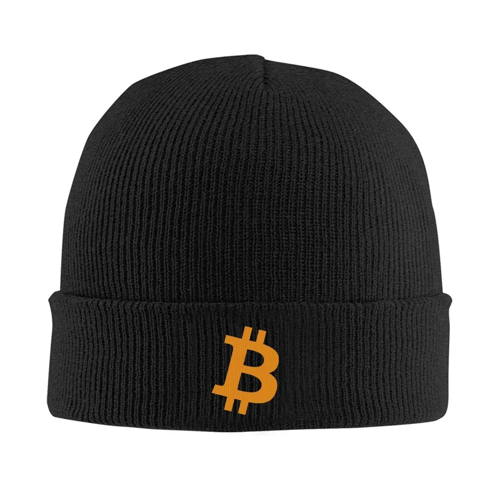 Bitcoin Symbol Knit Beanie Hat for Men Women Warm Winter Windproof Ski Beanie