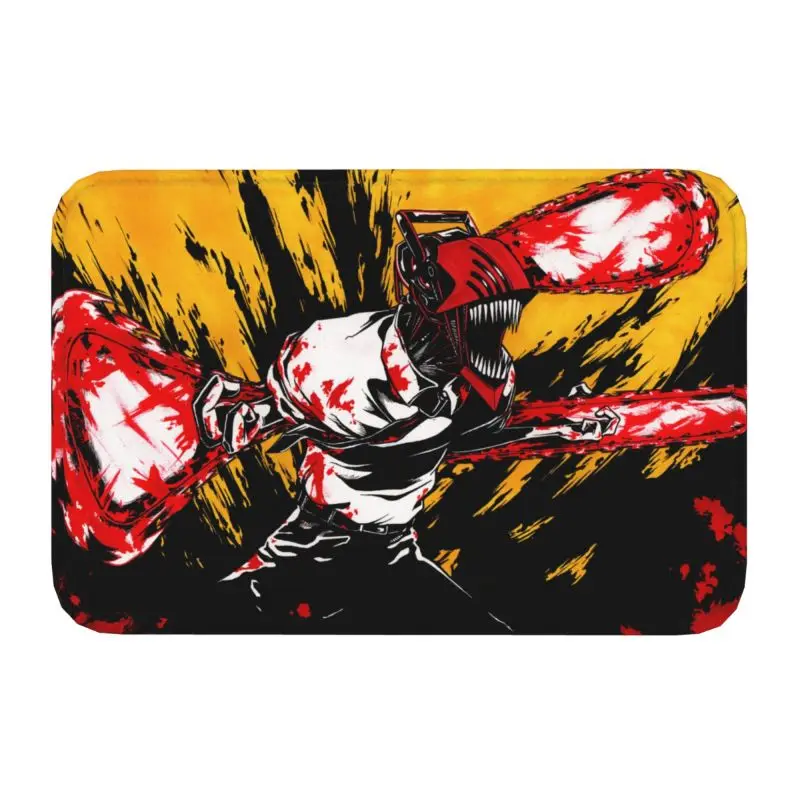 Chainsaw Man Front Door Mat Anti-Slip Outdoor Absorbent Doormat Kitchen Balcony Entrance Rug Carpet