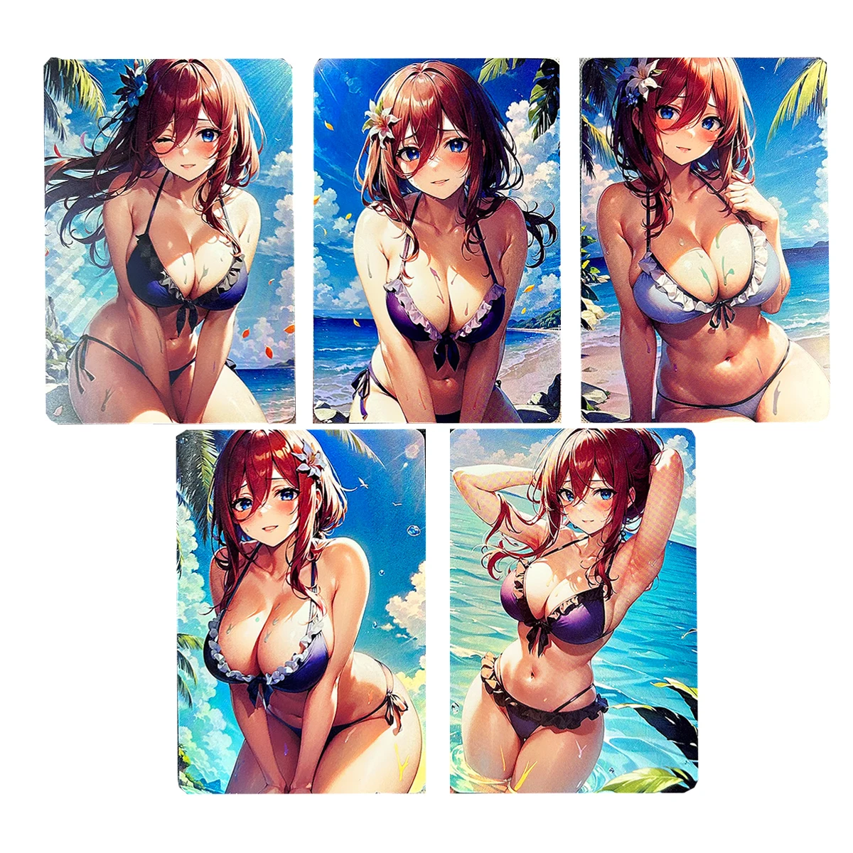 

Self Made 5Pcs/set The Quintessential Quintuplets Nakano Miku Collection Card Refraction Color Flash Card Anime Card Gift Toy