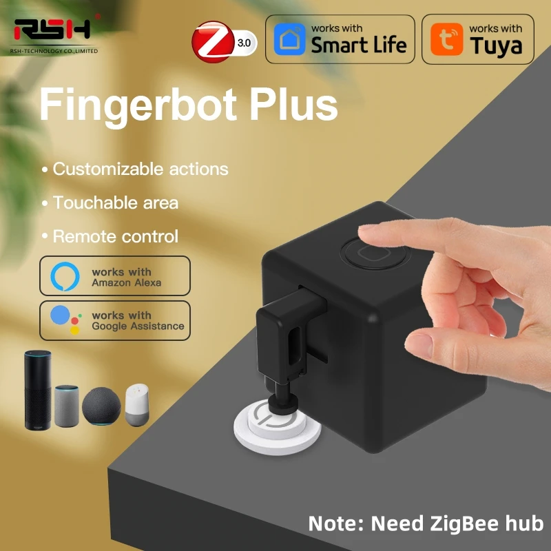 Black Zigbee Smart Fingerbot Plus Switch Button Pusher Touch Arms Fingerbot Tuya Smart Life APP Control Works with Alexa Google