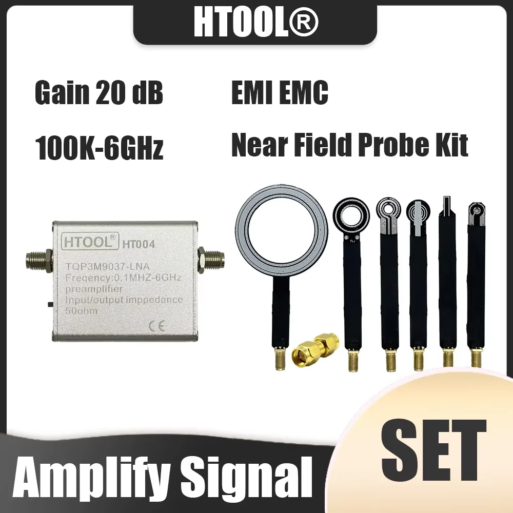 

20dB Gain 100K-6GHz Low Noise Amplifier Without Battery 9KHz-7GHz Near-Field Probe EMI EMC RE Testing Interference Localization