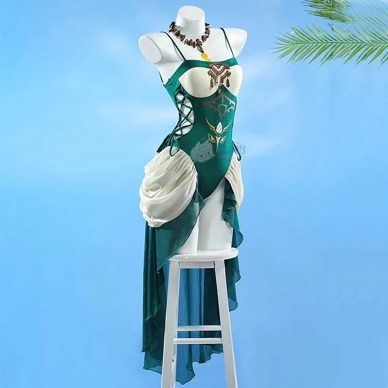 DY20Game Princess Zelda Cosplay Costume  Zelda Swimwear Summer Swimsuit Green  Bikini Jumpsuits For Pool party Hallowmas Comicon