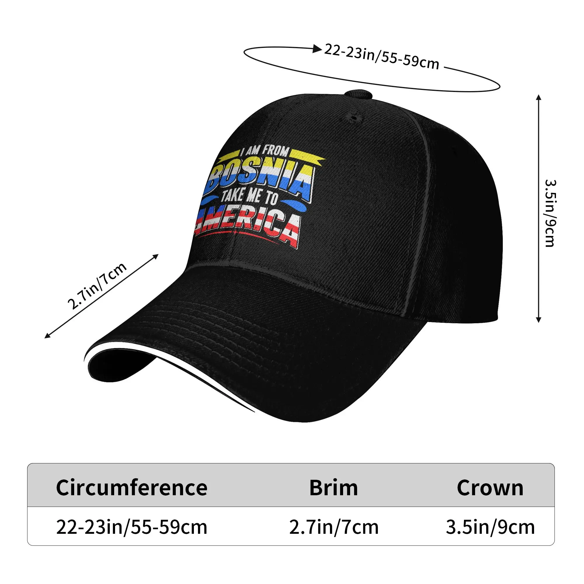 I Am from Bosnia Take Me to America Bosnian  Sun Baseball Cap  Summer Fashion Hats For Female Male Hunting Camping Baseball Caps