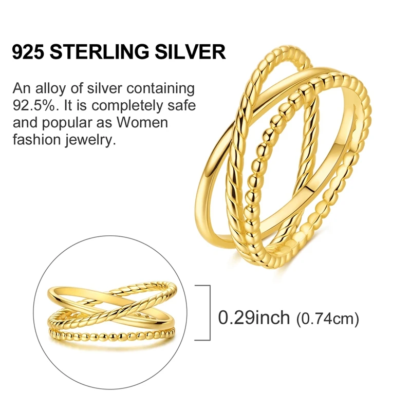 925 Sterling Silver Gold Plated Openwork Vines Ring