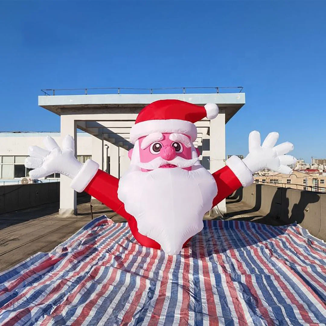 

Giant Inflatable Santa Claus With Open Arms Welcoming Christmas Decor LED Light Up Mall Building House Outdoor Yard Display