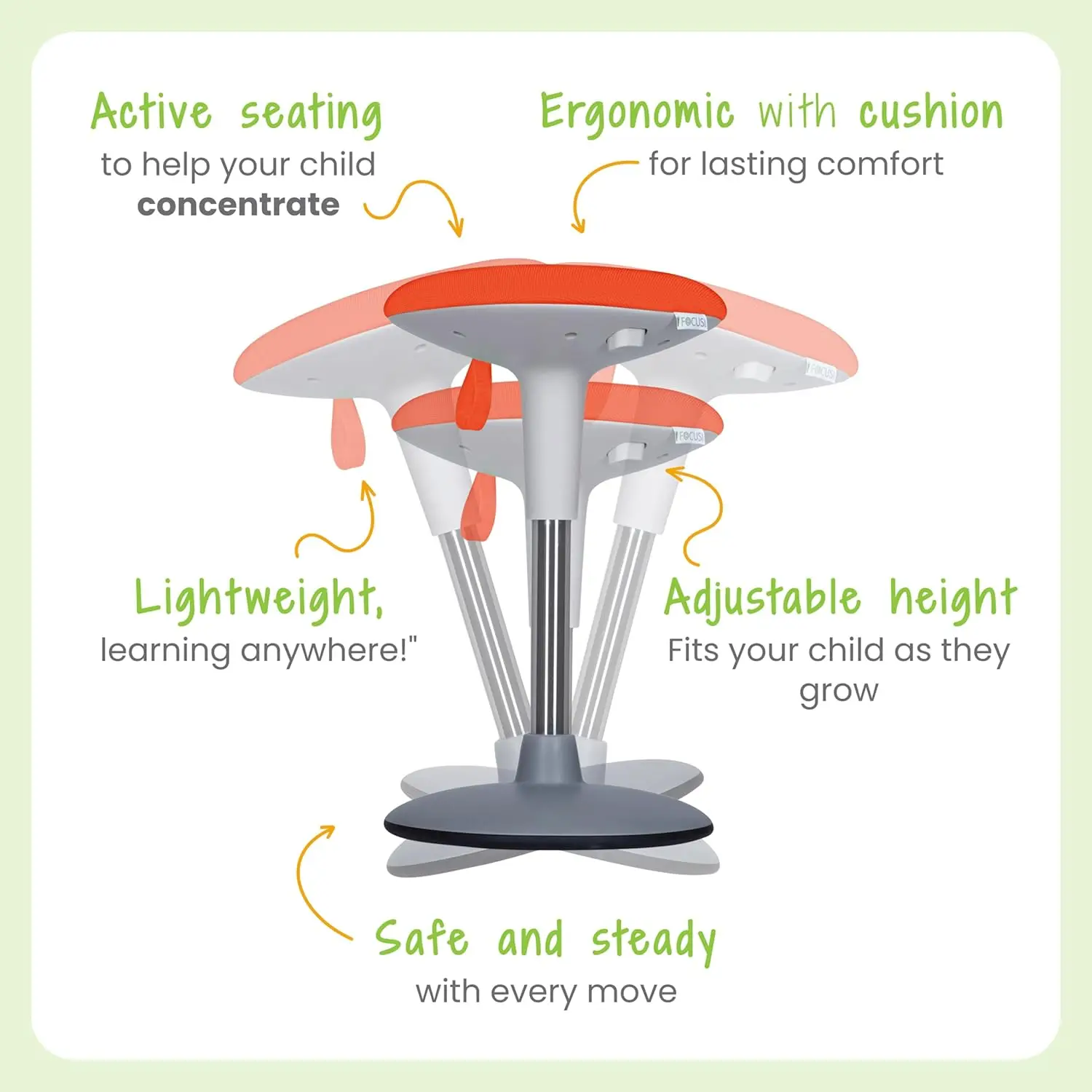 Wobble Stool for Kids Ages 7-12 Years; Flexible Seating Stools for Classroom; Ergonomic Wiggle Seat, 360 Degrees Movement; Bonus