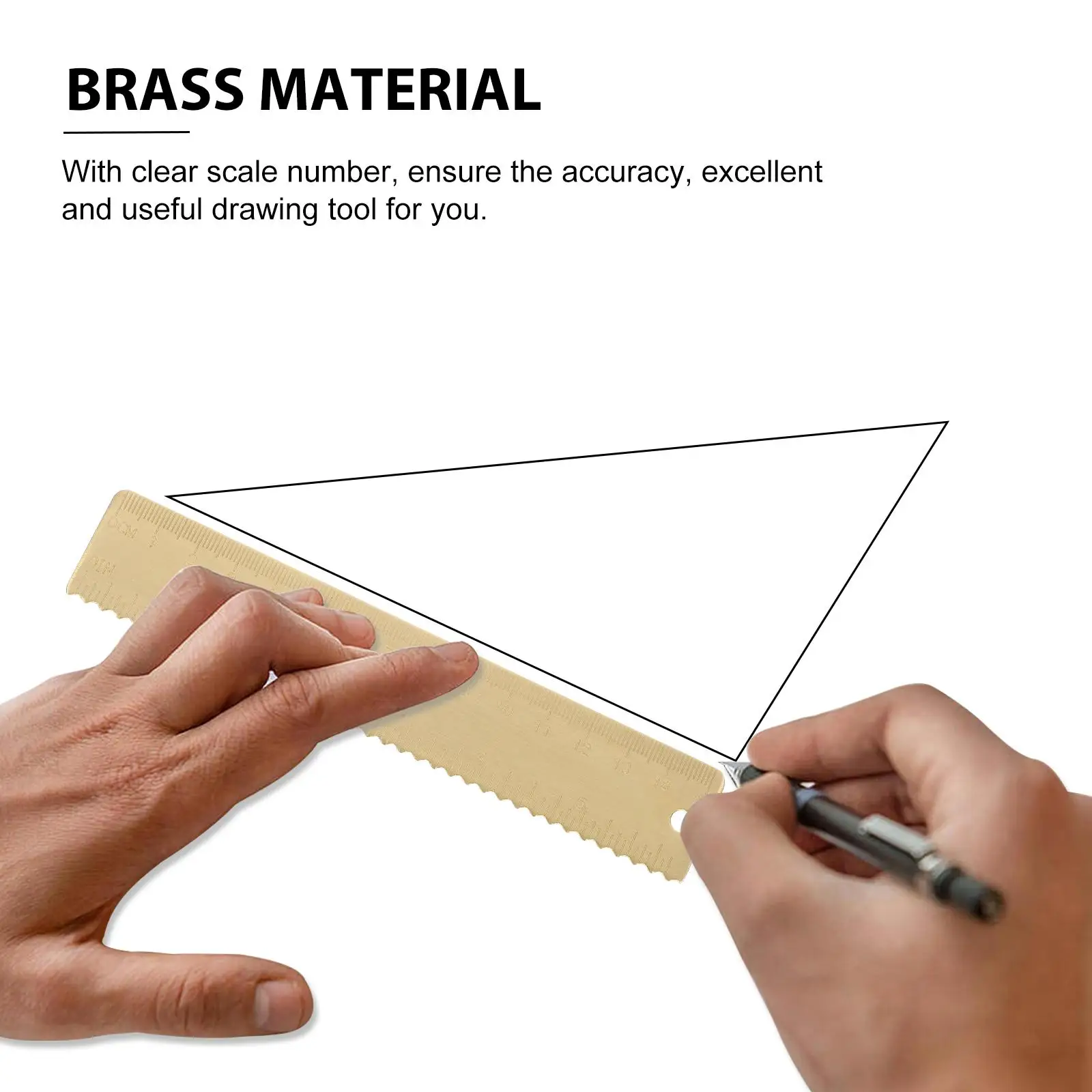 Brass Scale Ruler Compact Portable Measuring Tool Straight Ruler Professional Drafting Kids Stationery Drawing Tools Office Use