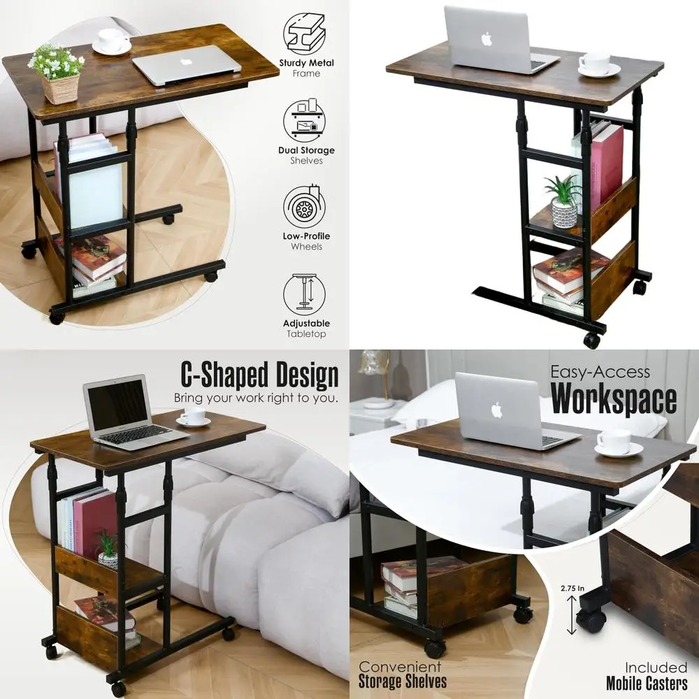 

Подставка для ноутбука на колесиках с регулируемой высотой для прикроватной тумбочки, 37x32x16, мобильный обеденный стол/закуска