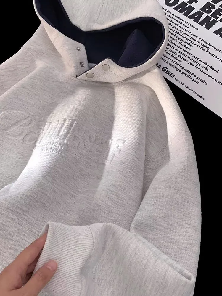 

Ele Loose Fit Hoodie Women's Spring Autumn Embroidered Letter Heavy Stitching Casual Comfortable Versatile Trendy Streetwear