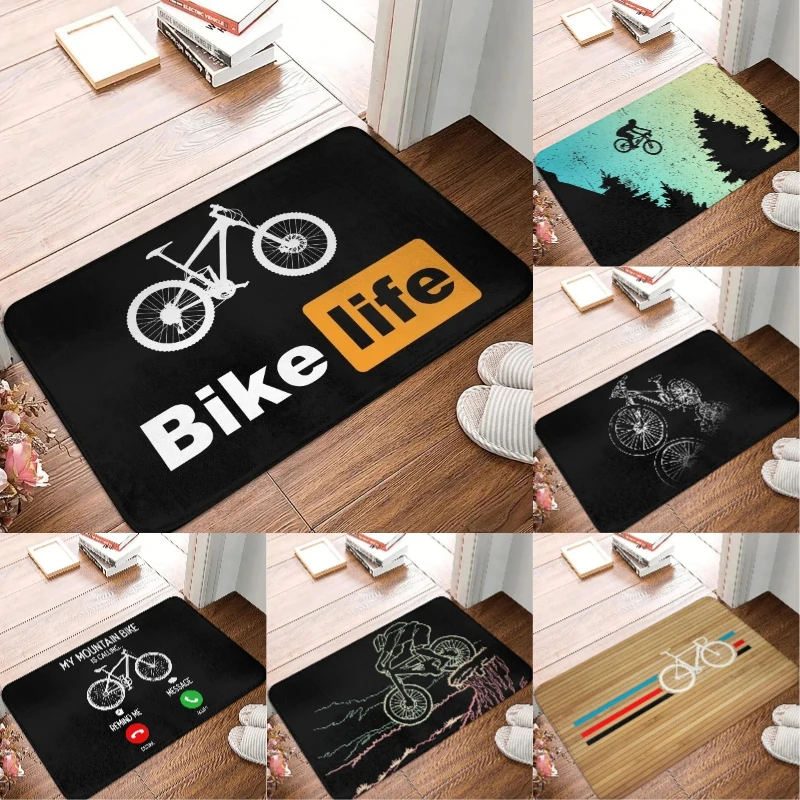 Bike Life Cycling Welcome Doormat Tapis de bienvenue doux pour la maison, tapis de cuisine, tapis d'entrée à motif de vélo pour les cyclistes, décoration intérieure