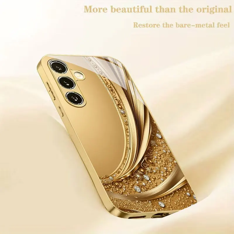 Golden Streamline Pattern Phone Case Suitable for Samsung GalaxyS26 S25 S24 S23 S22 Ultra Plus S21 FE phone cover