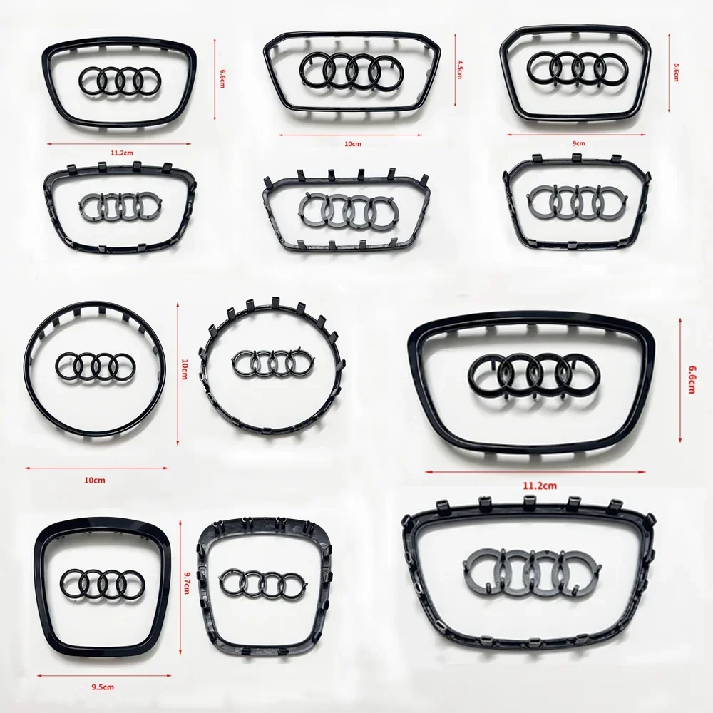 For Audi A3 A4 B8 8P B9 8V A5 A6 C7 A7 Q3 Q5 Q7 Automobile Steering Wheel Logo Bright Frame Strip Electroplated Car Logo Sticker