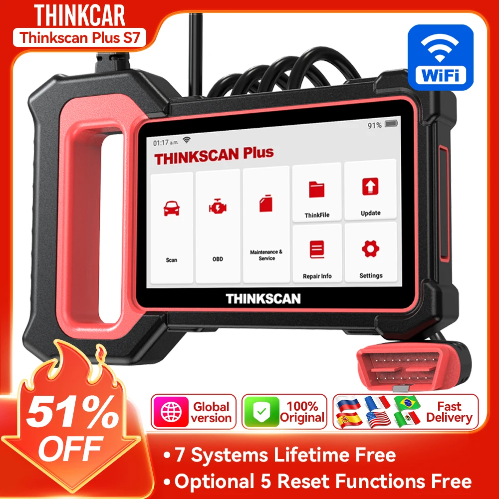 

THINKSCAN PLUS S7 S6 S4 THINKCAR OBD2 Scanner Auto ABS,SRS,ECM,TCM,BCM,AC System Car EOBDⅡ Diagnostic Scan Tool Car Code Reader