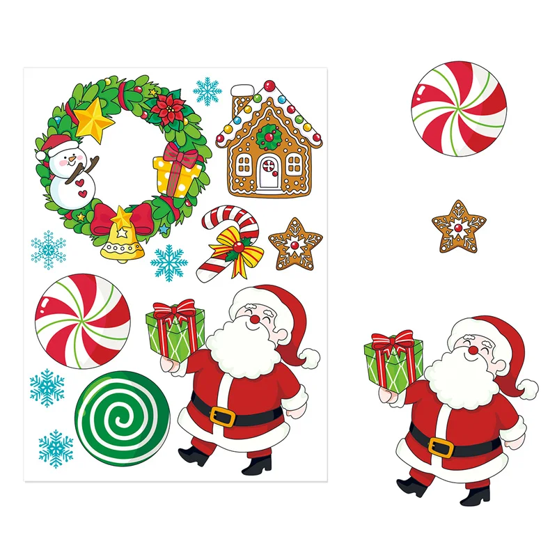 Funny Christmas Puzzle Stickers Cartoon Santa Claus DIY Decoration Toys Stickers Creative Wall Decoration Stickers Gifts