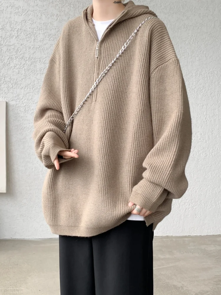 

Loose Fit Men's Knitwear Hoodie Comfortable Breathable Autumn Winter Faion Brand Lazy Sle Pullover Long Sve Sweatirt