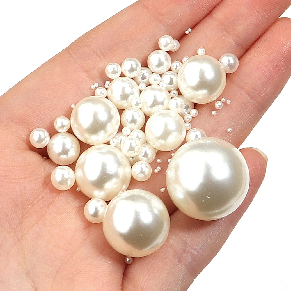 10-1000 Stück 1-20mm Beige/Weiß ABS-Imitationsperlen ohne Loch, runde lose Perlen für Heimdekoration, Schmuckherstellung, DIY-Zubehör – Detail 6