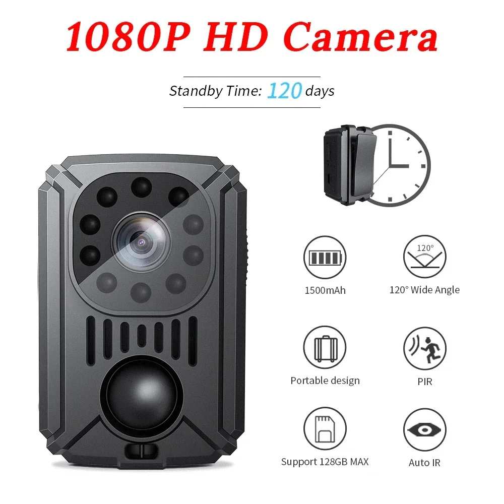 HD 1080P Portable Body Camera Mini Cameras Pocket Cam Night Vision Small Cam for Cars PIR Video Recorder Sport DV Outdoor