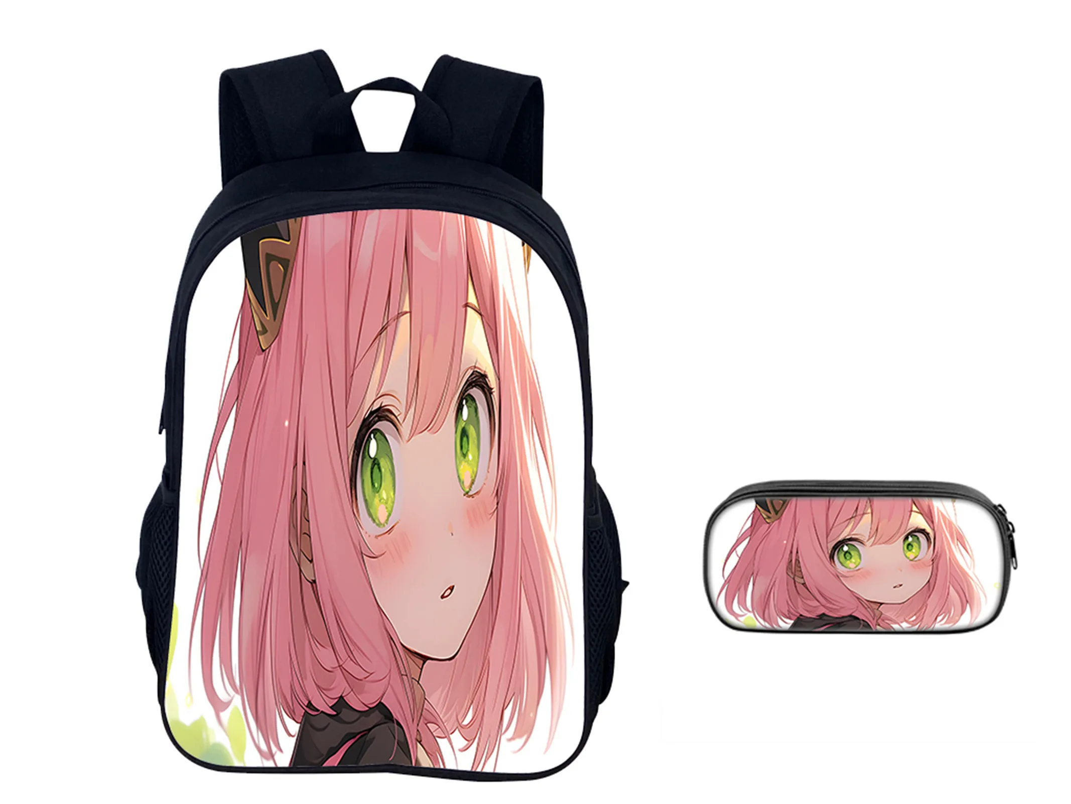 

SPY×FAMILY Trendy Lightweight Bookbag with Pencil Case 2 in 1 Set,Student Canvas Backpack Fashion School Bag