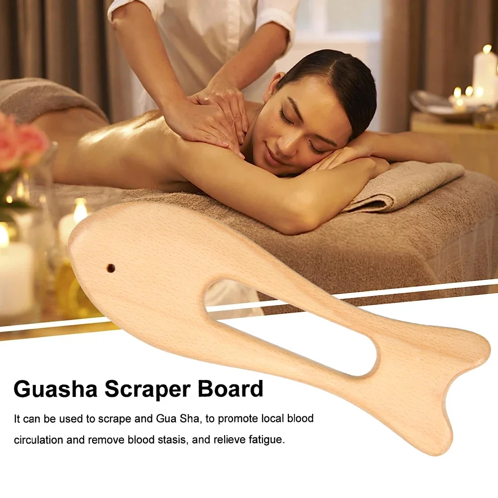 Fish Type Wooden Scraping Massage Stick Lifting and Tightening Massage Board Facial Massage Tools Fascia Knife for Back, Legs