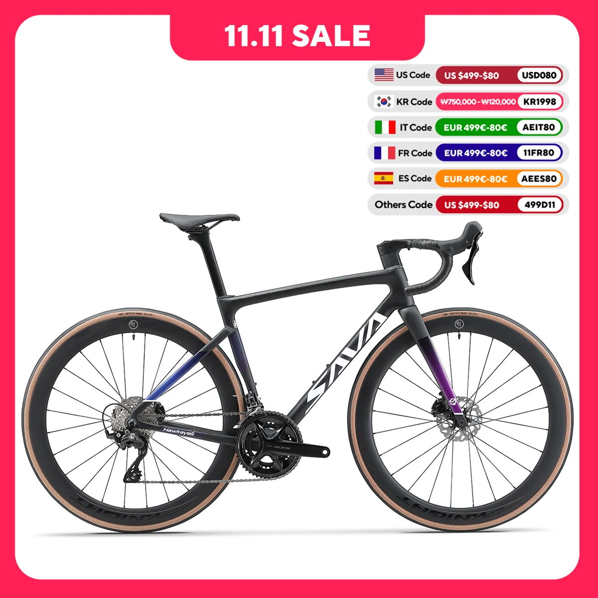 SAVA-2024 F20 Carbon Fiber Road Bike, Adult Complete Racing Bike, With Shimano 105 R7120, 24-Speed Groupset And Hydraulic Disc