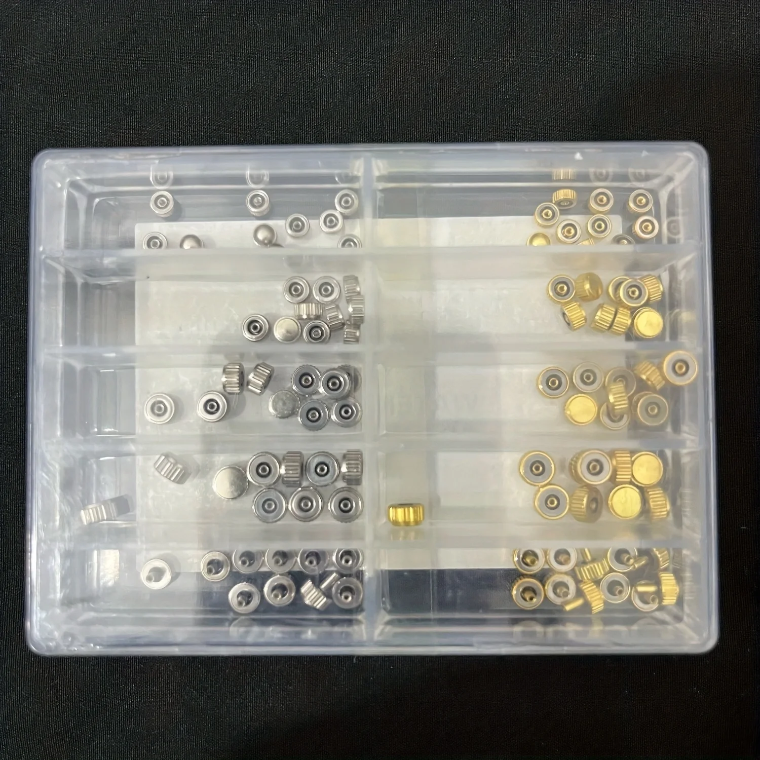 Fotografia 5: Venda quente! Conjunto de coroa de relógio à prova d'água 100pcs/300pcs, vários tamanhos para reparo de relógio