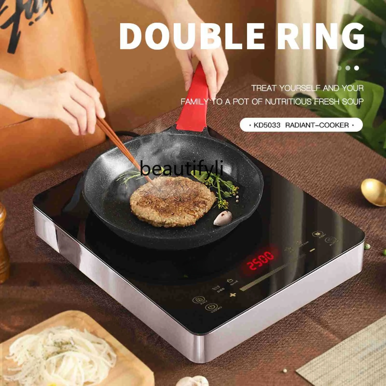 เตาไฟฟ้าเซรามิก เตาไฟฟ้าแบบสัมผัสในครัวเรือน 2000w ประหยัดพลังงานสูงผัดเตาไฟฟ้าเซรามิก