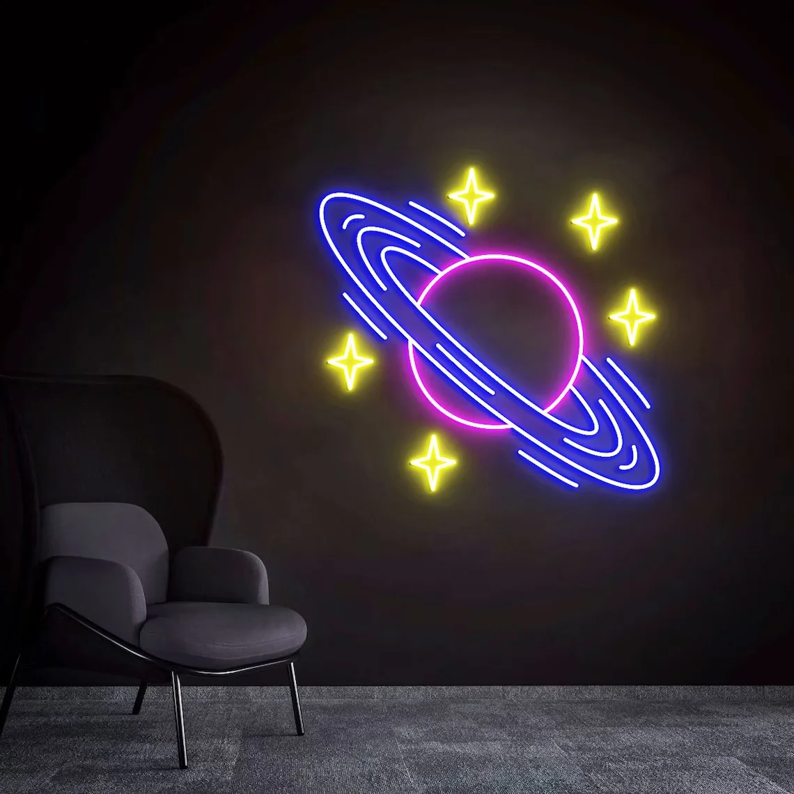 

Planet Neon Sign Space Neon Sign Space Wall Sign Home Bedroom Gaming Room Bar Decor Personalized Gifts for Planet Lover