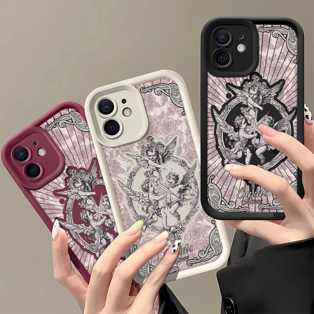 

Винтажный средневековый чехол для телефона «Купидон» для Iphone 16, 15, 14, 13, 12, 11 Pro Max, корейский блестящий чехол, стильный и красивый противоударный чехол