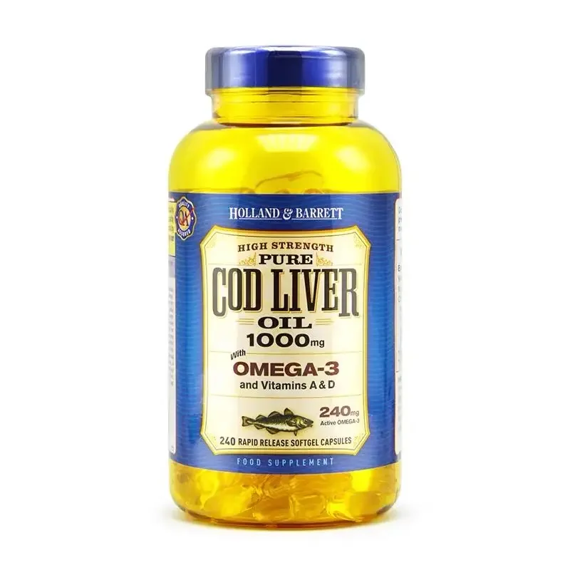 

Cod Liver Oil 1000 mg Omega-3 and vitamin A & D 240 Capsules