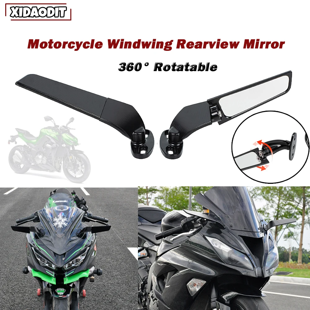 2PCS Specchi Moto Modificato Vento Ala Specchietto retrovisore Rotante Regolabile Per Yamaha YZF R25 R3 R15 R6 R6s V2 V3 R1