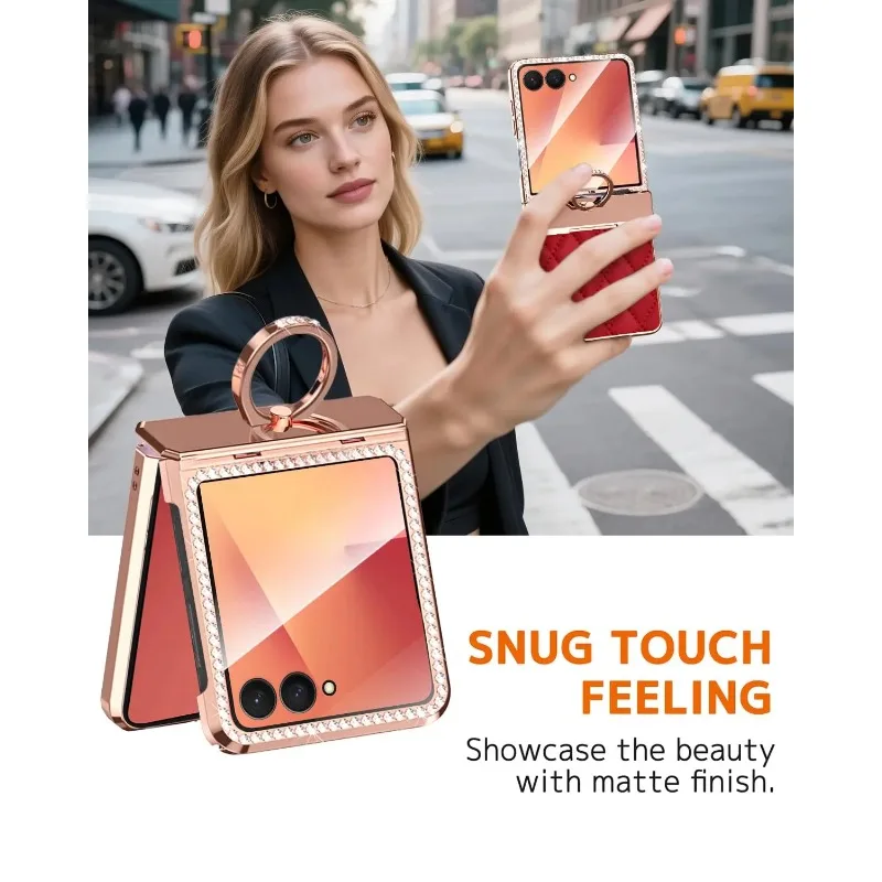 

Для Samsung Galaxy Z Flip 7 — с держателем для пальцев и защитой шарниров, роскошным блестящим чехлом со стразами | Чехол для телефона с кольцевой петлей